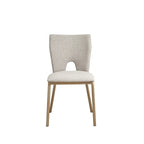 Burton - Chaise de salle à manger moderne beige et laiton vendue en lot de 2