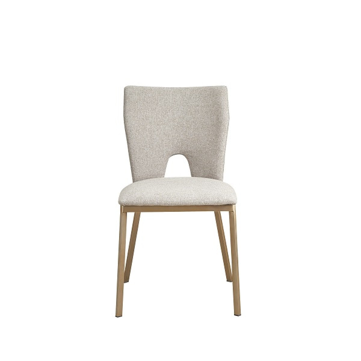 Burton - Chaise de salle à manger moderne beige et laiton vendue en lot de 2