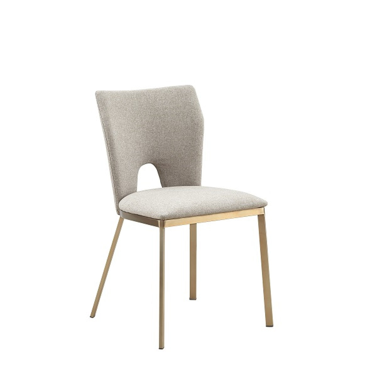 Burton - Chaise de salle à manger moderne beige et laiton vendue en lot de 2