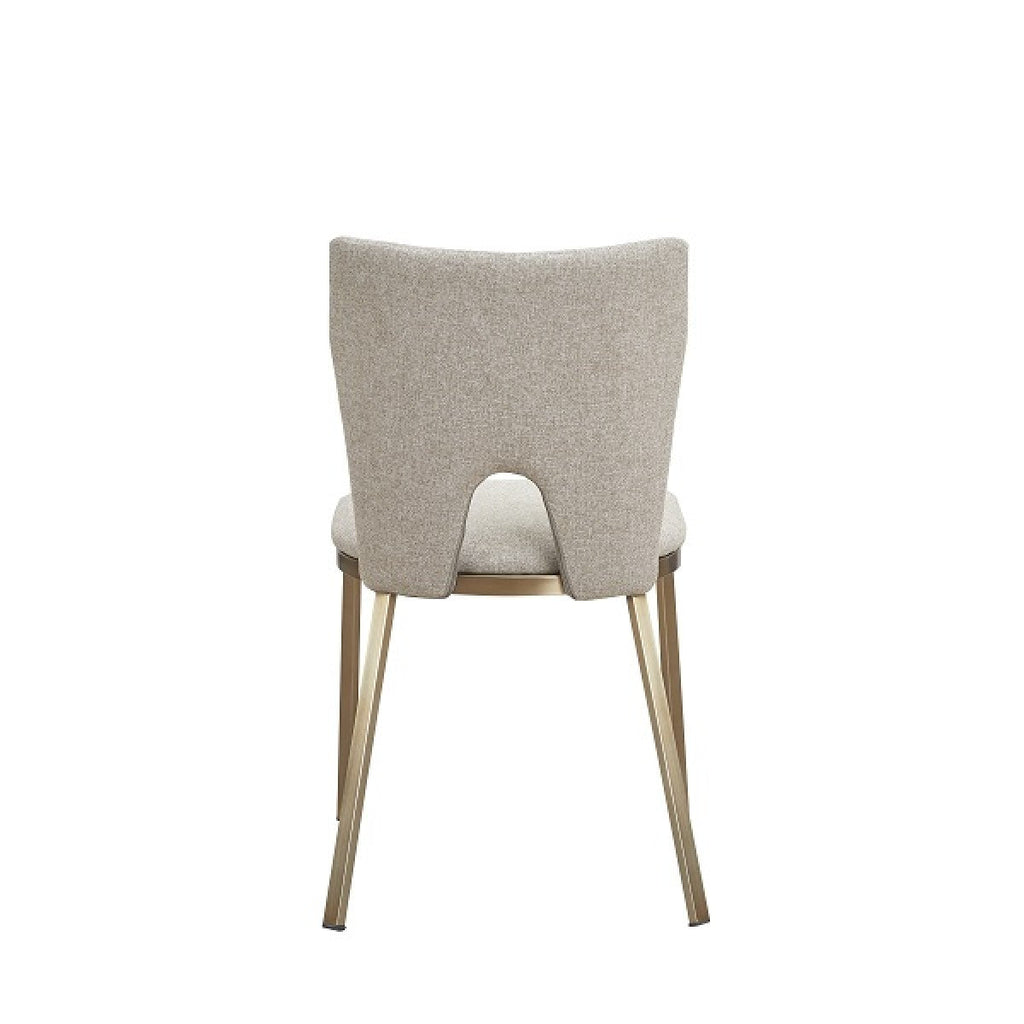 Burton - Chaise de salle à manger moderne beige et laiton vendue en lot de 2