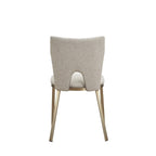 Burton - Chaise de salle à manger moderne beige et laiton vendue en lot de 2