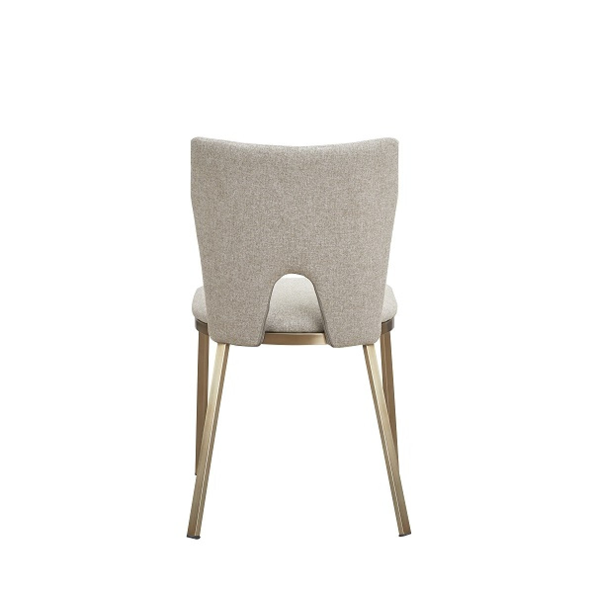 Burton - Chaise de salle à manger moderne beige et laiton vendue en lot de 2