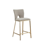 Burton - Ensemble de deux tabourets de bar contemporains beiges et laiton
