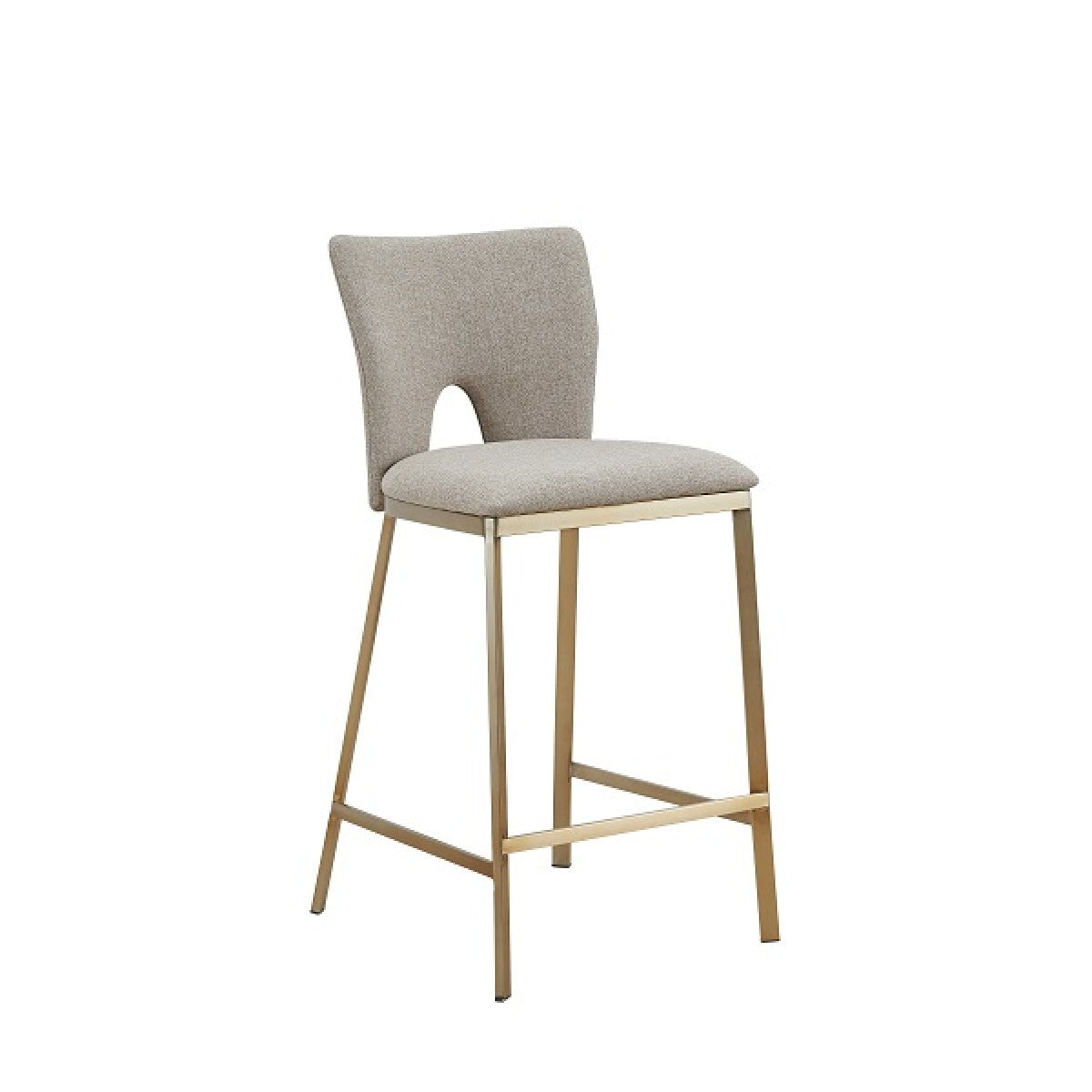 Burton - Ensemble de deux tabourets de bar contemporains beiges et laiton
