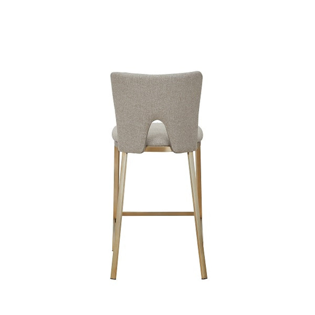Burton - Ensemble de deux tabourets de bar contemporains beiges et laiton