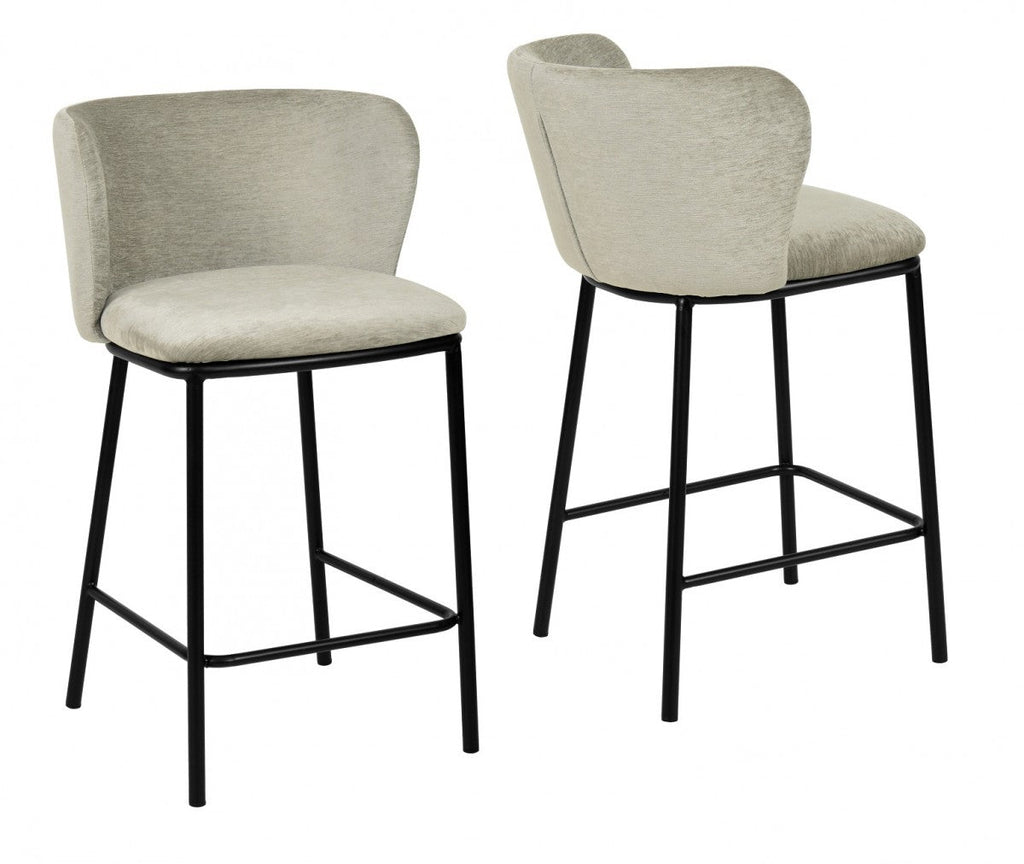 Bessie - Ensemble de 2 tabourets de comptoir gris modernes