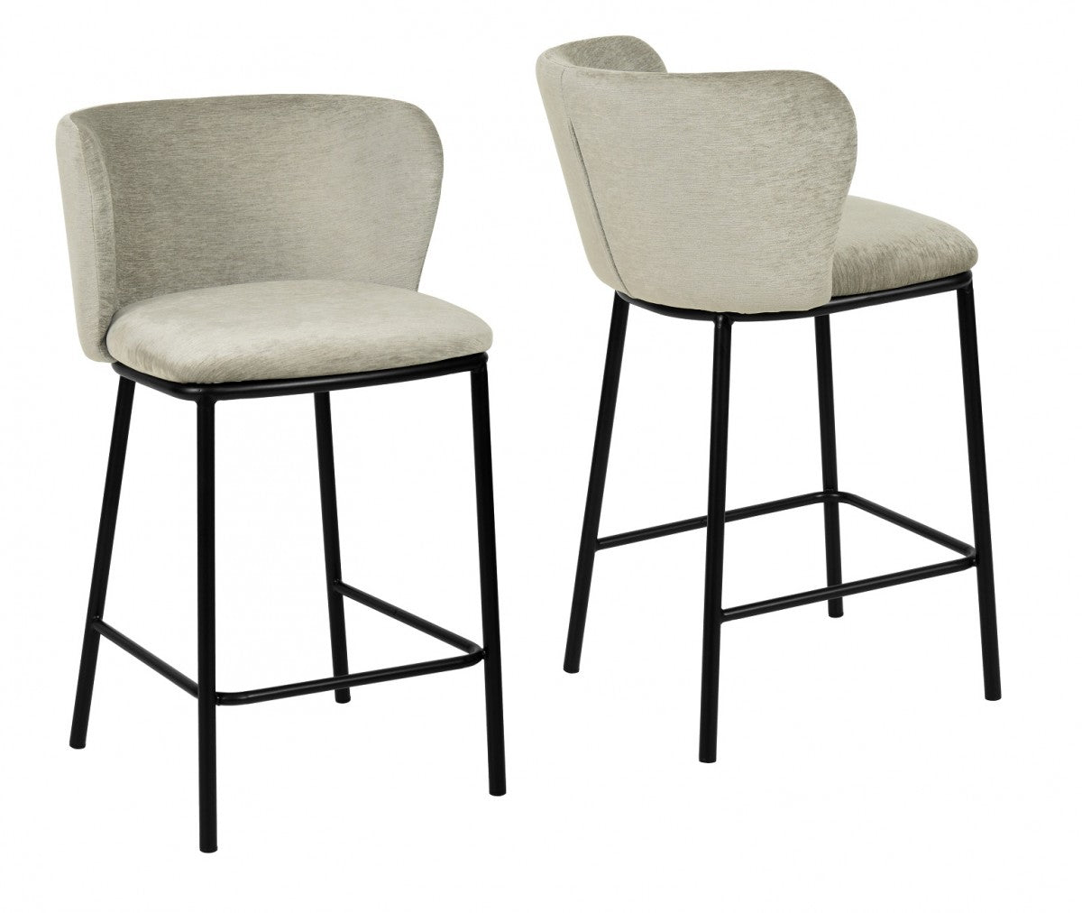 Bessie - Ensemble de 2 tabourets de comptoir gris modernes