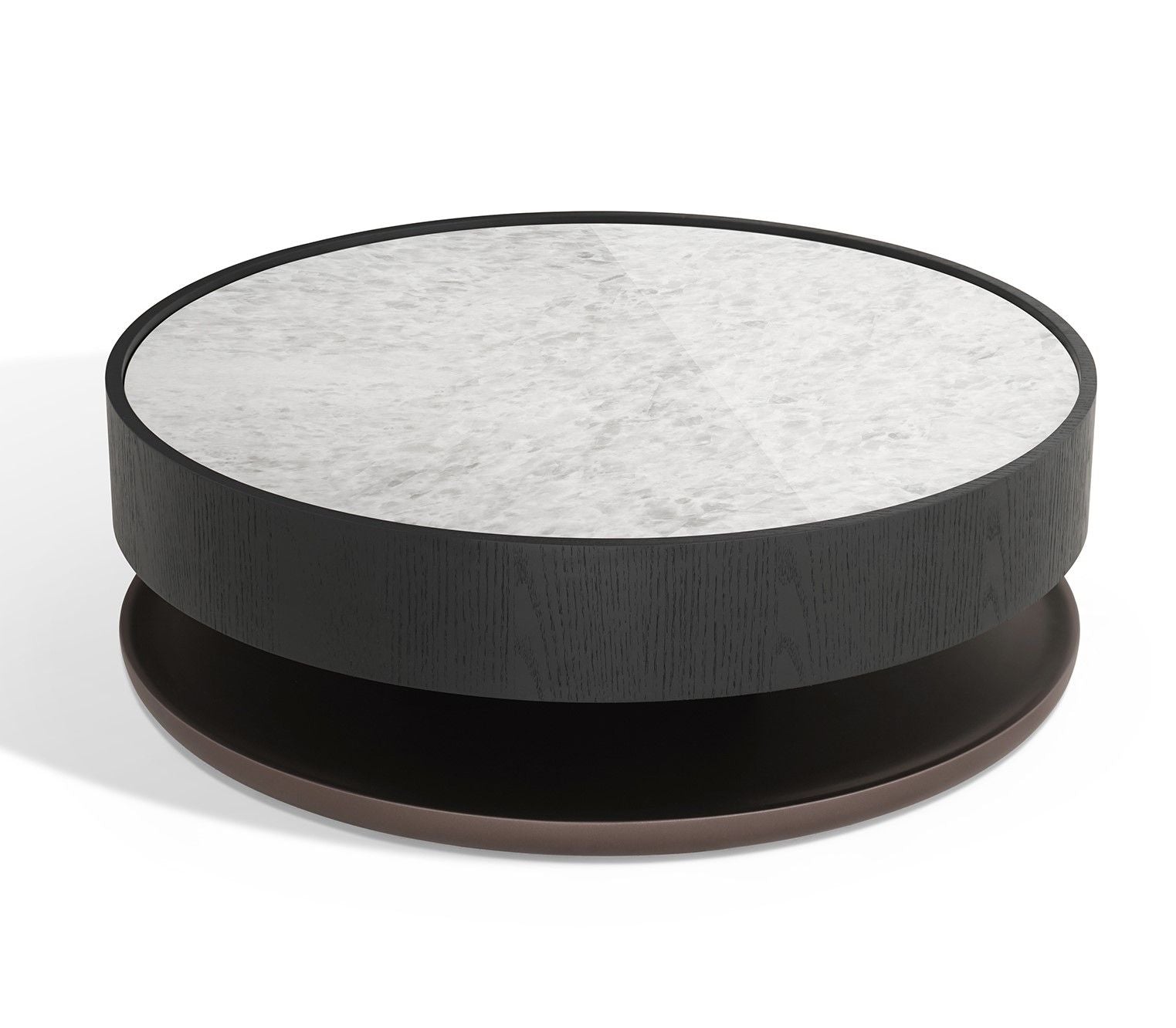 Miranda - Table basse ronde moderne en céramique et chêne noir