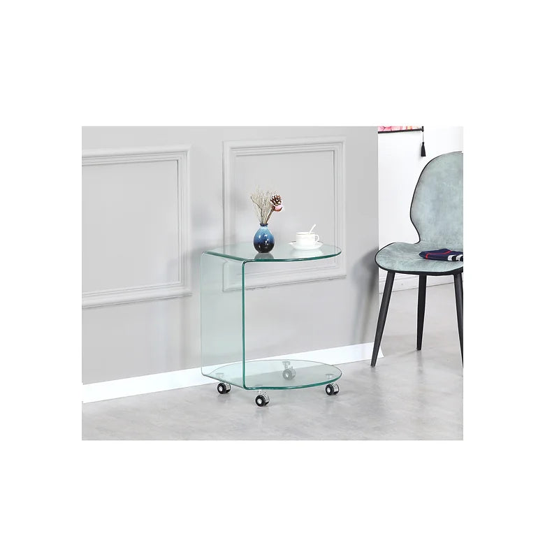 Table d'appoint en verre courbé Umberto 