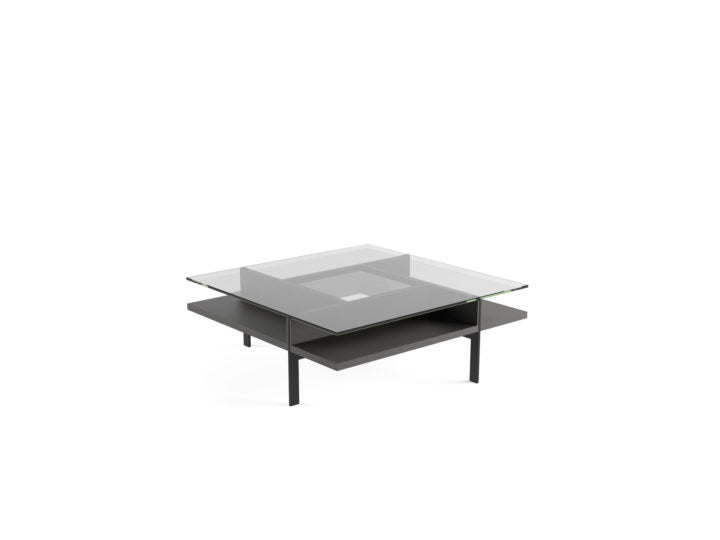 Table basse carrée moderne en verre BDI Terrace 1150