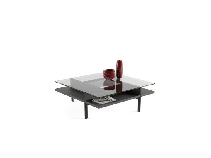 Table basse carrée moderne en verre BDI Terrace 1150