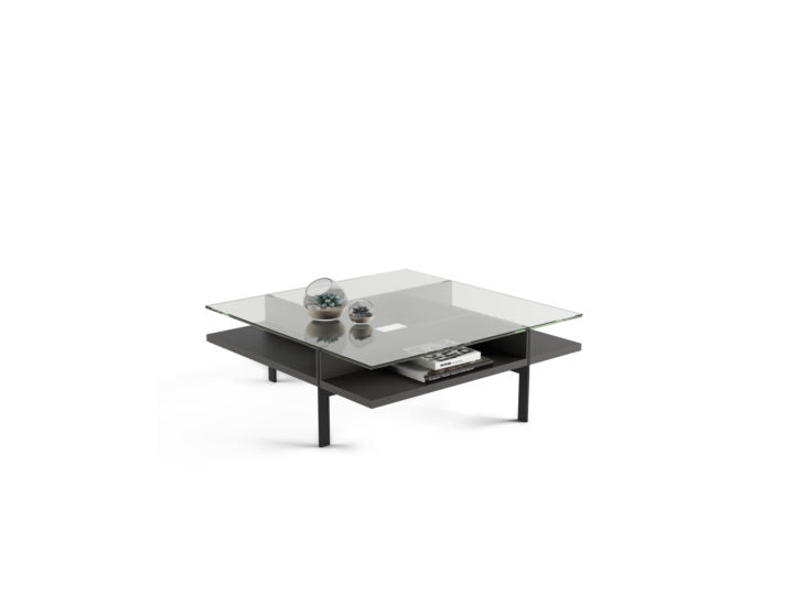 Table basse carrée moderne en verre BDI Terrace 1150