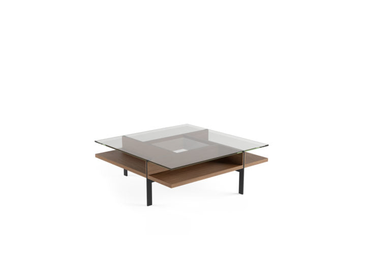 Table basse carrée moderne en verre BDI Terrace 1150