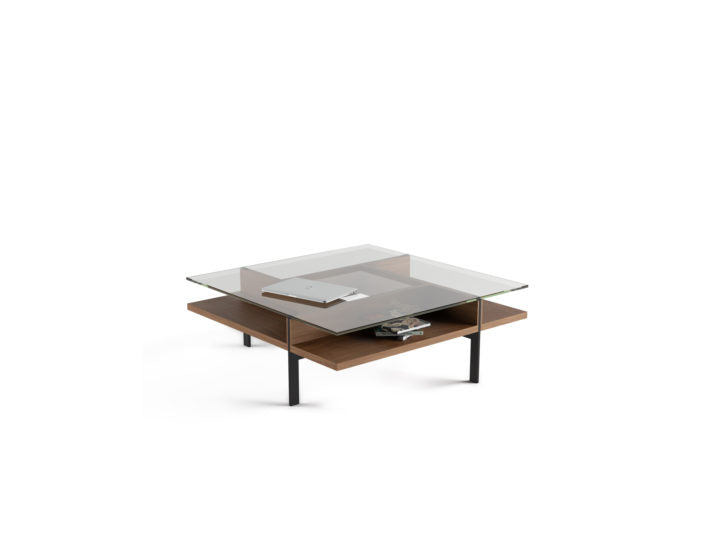 Table basse carrée moderne en verre BDI Terrace 1150