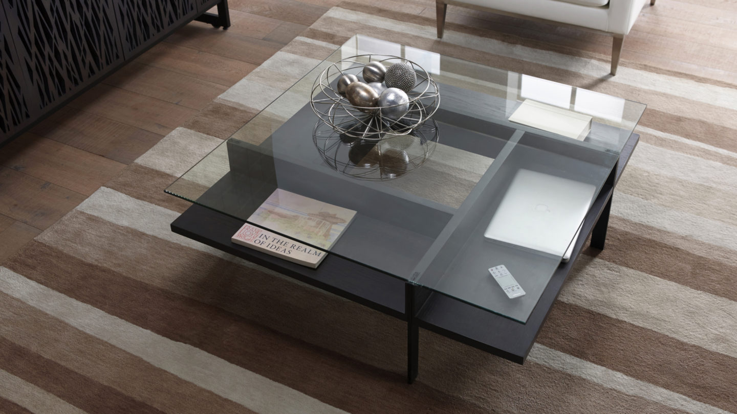 Table basse carrée moderne en verre BDI Terrace 1150