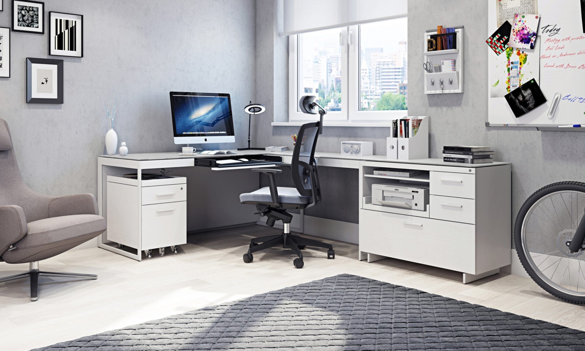 Bureau moderne blanc BDI Centro 6401