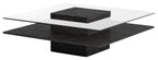 Table basse moderne Clarion en orme gris et verre