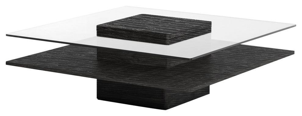 Table basse moderne Clarion en orme gris et verre