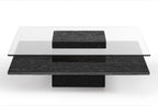Table basse moderne Clarion en orme gris et verre