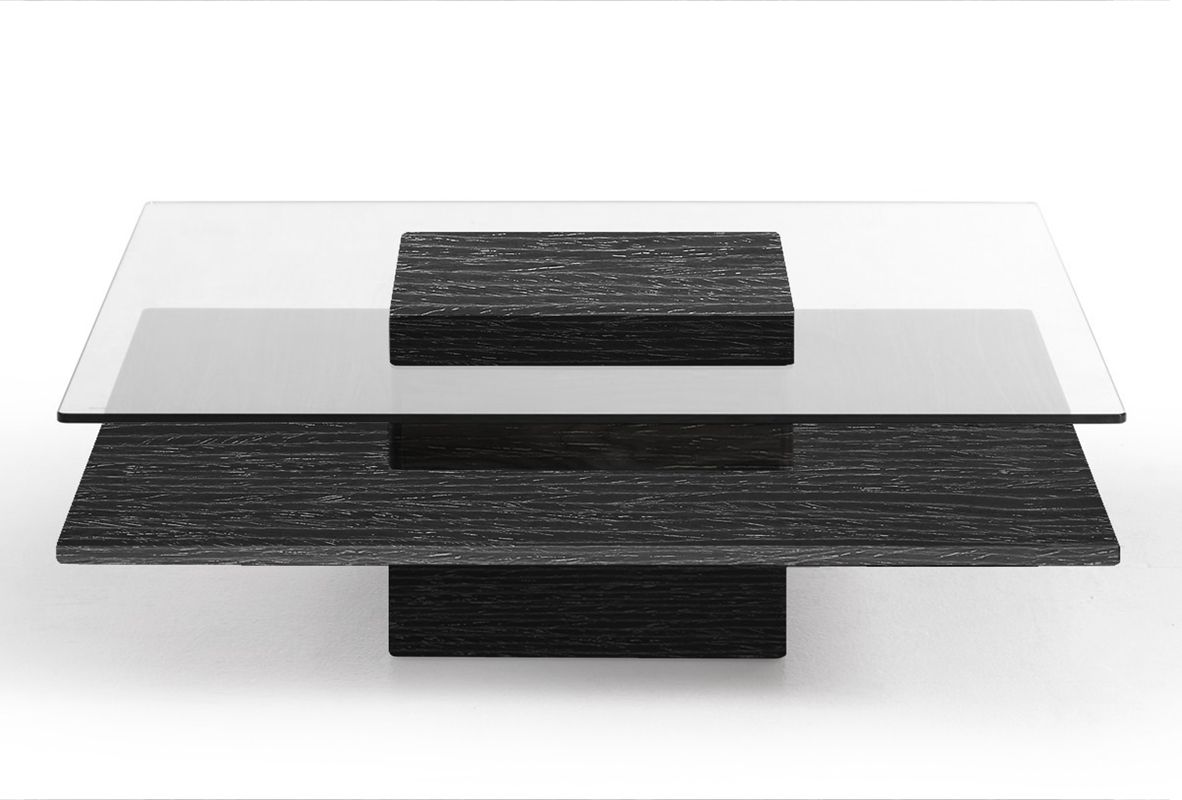 Table basse moderne Clarion en orme gris et verre