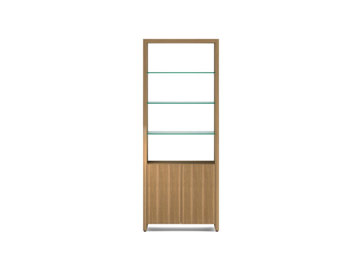 Bibliothèque extensible moderne BDI Linea 5802 avec étagères en verre