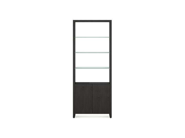 Bibliothèque extensible moderne BDI Linea 5802 avec étagères en verre