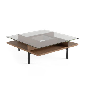 Table basse carrée moderne en verre BDI Terrace 1150