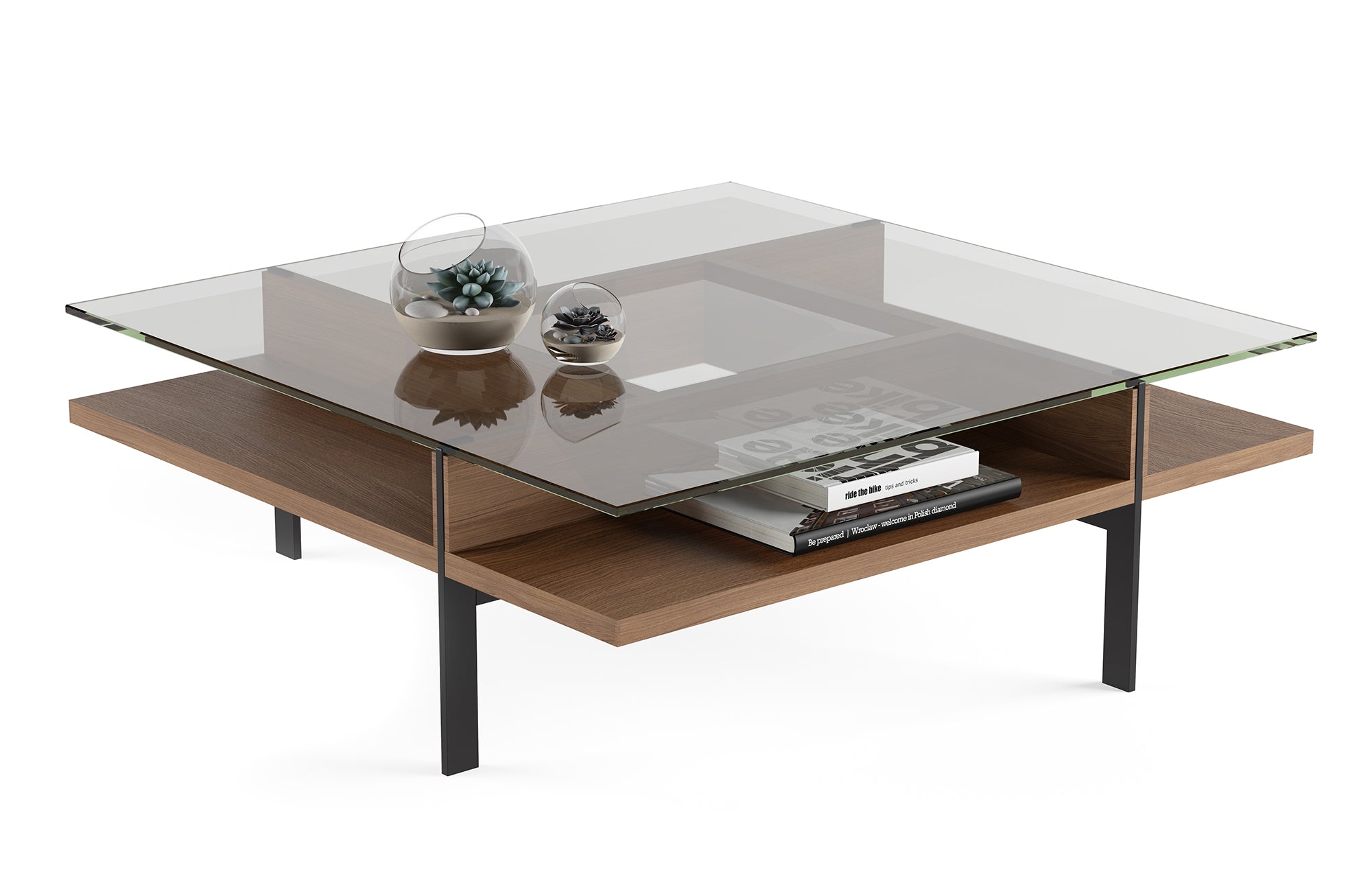 Table basse carrée moderne en verre BDI Terrace 1150