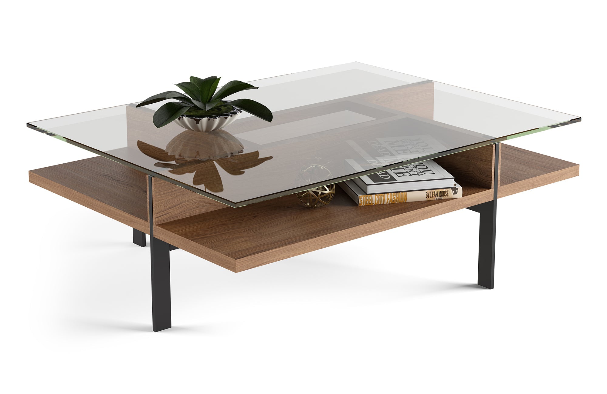 Table basse carrée moderne en verre BDI Terrace 1150